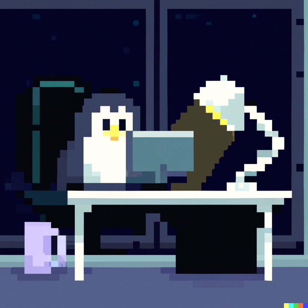 a-penguin-sitting-infront-of-computer