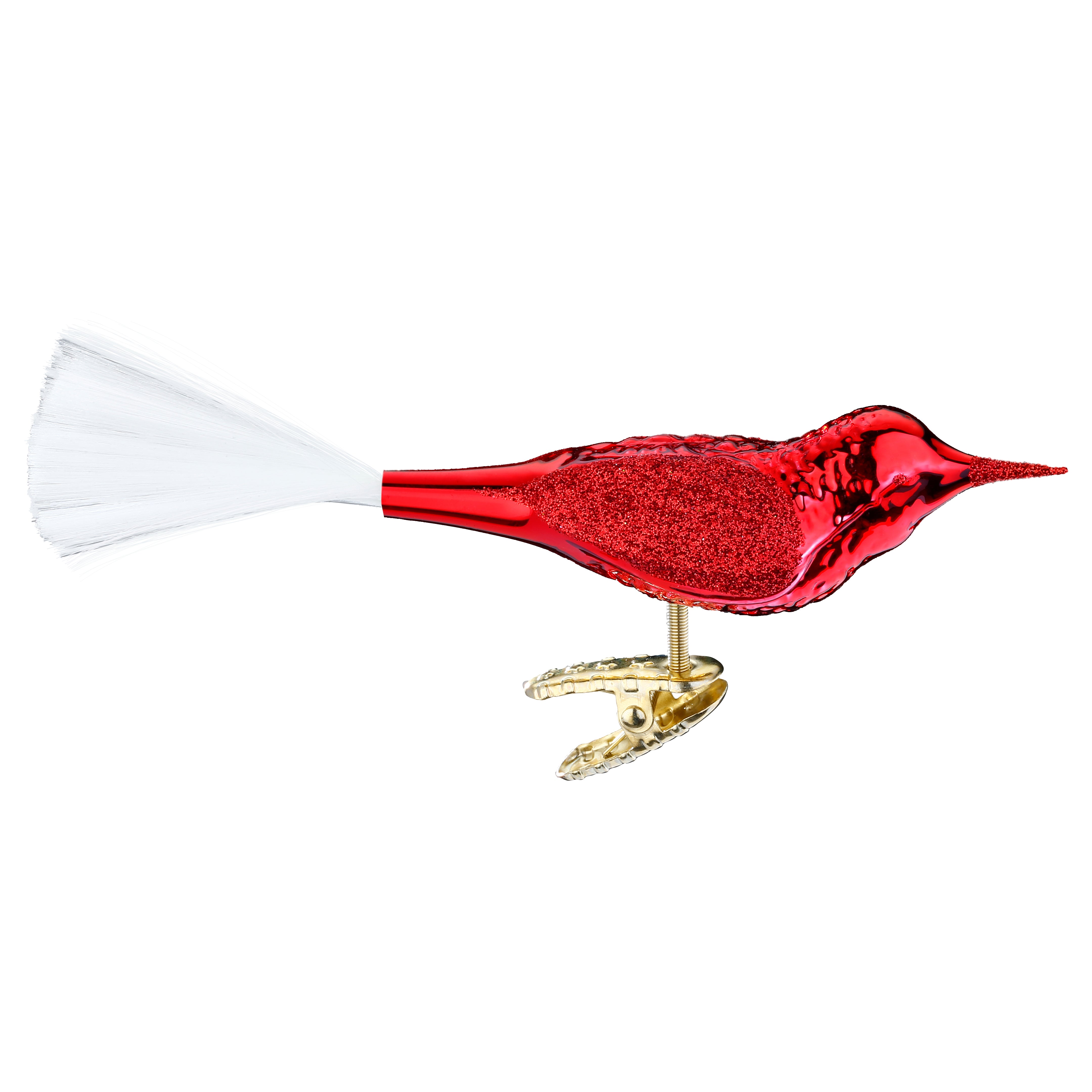 Clip bird, red gloss, 10.0cm