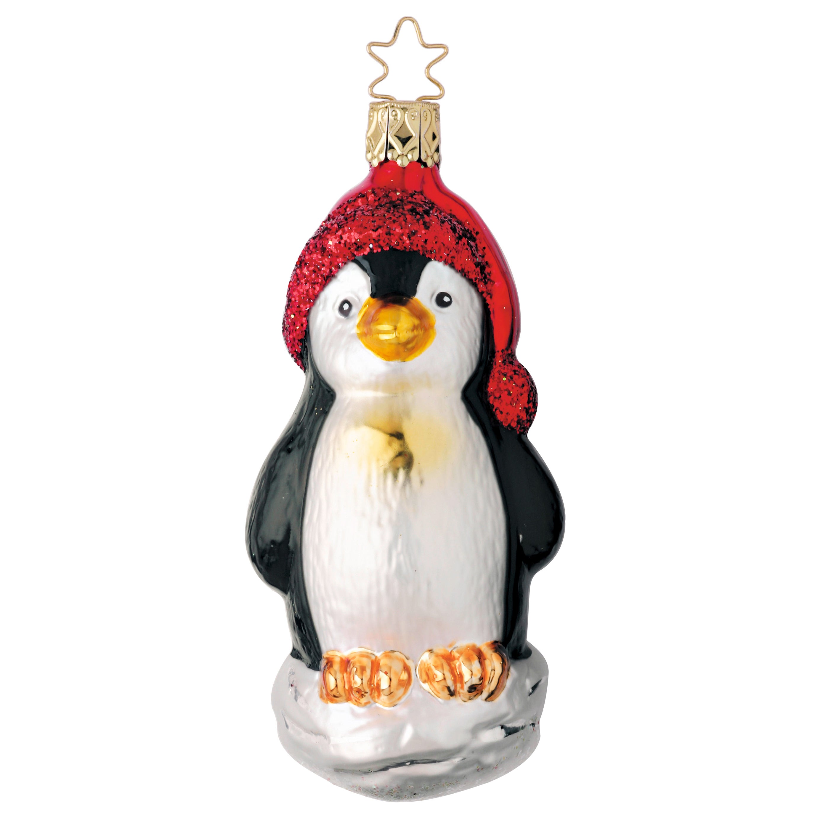 Glaskugel Anhänger Weihnachtspinguin, 10,5cm