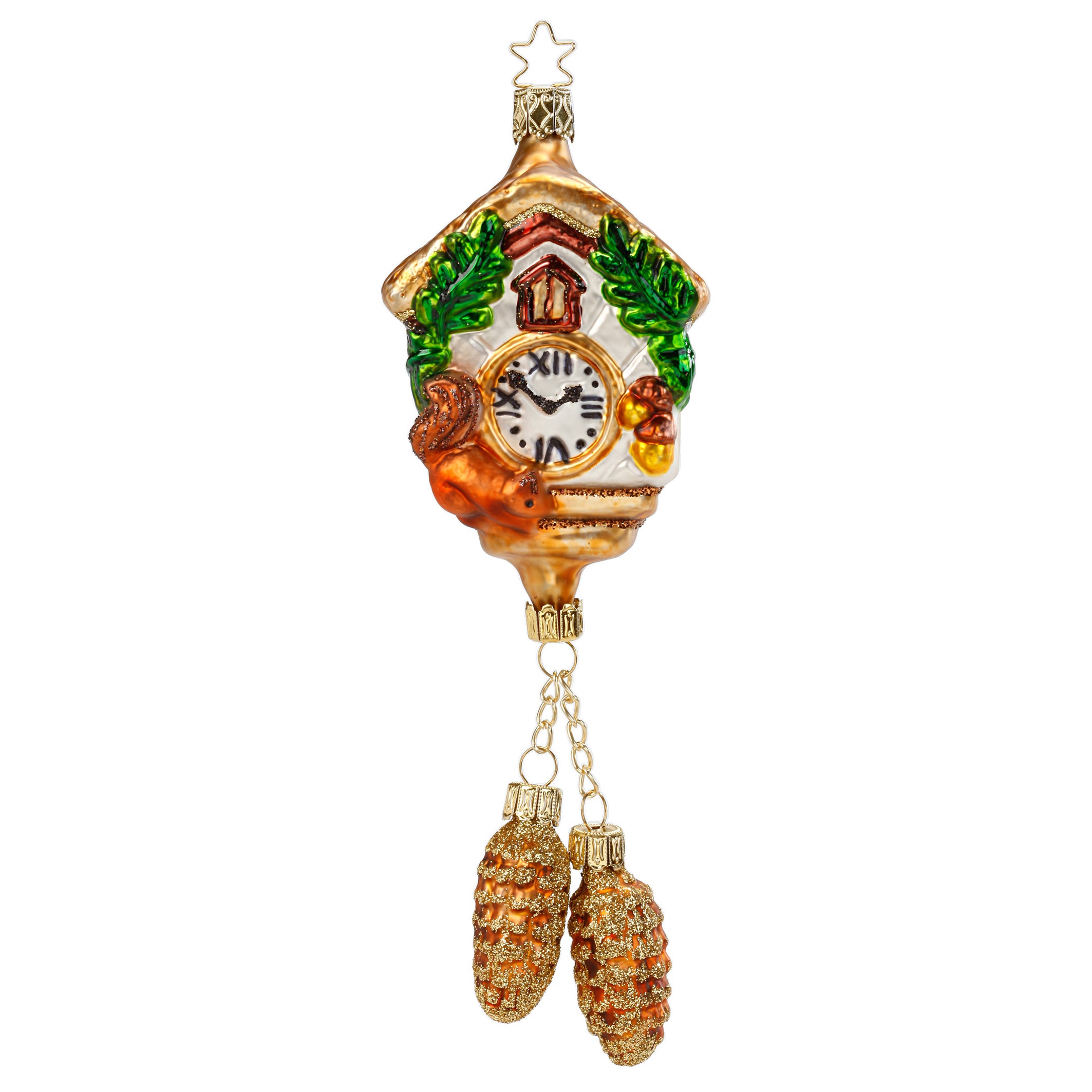 Glass ball pendant traditional cuckoo clock, 17.5 cm