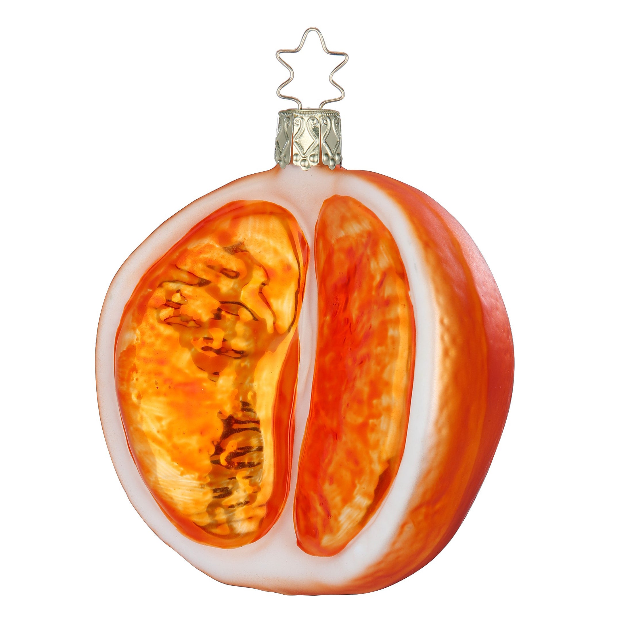 Glass ball pendant orange half, 9.0cm