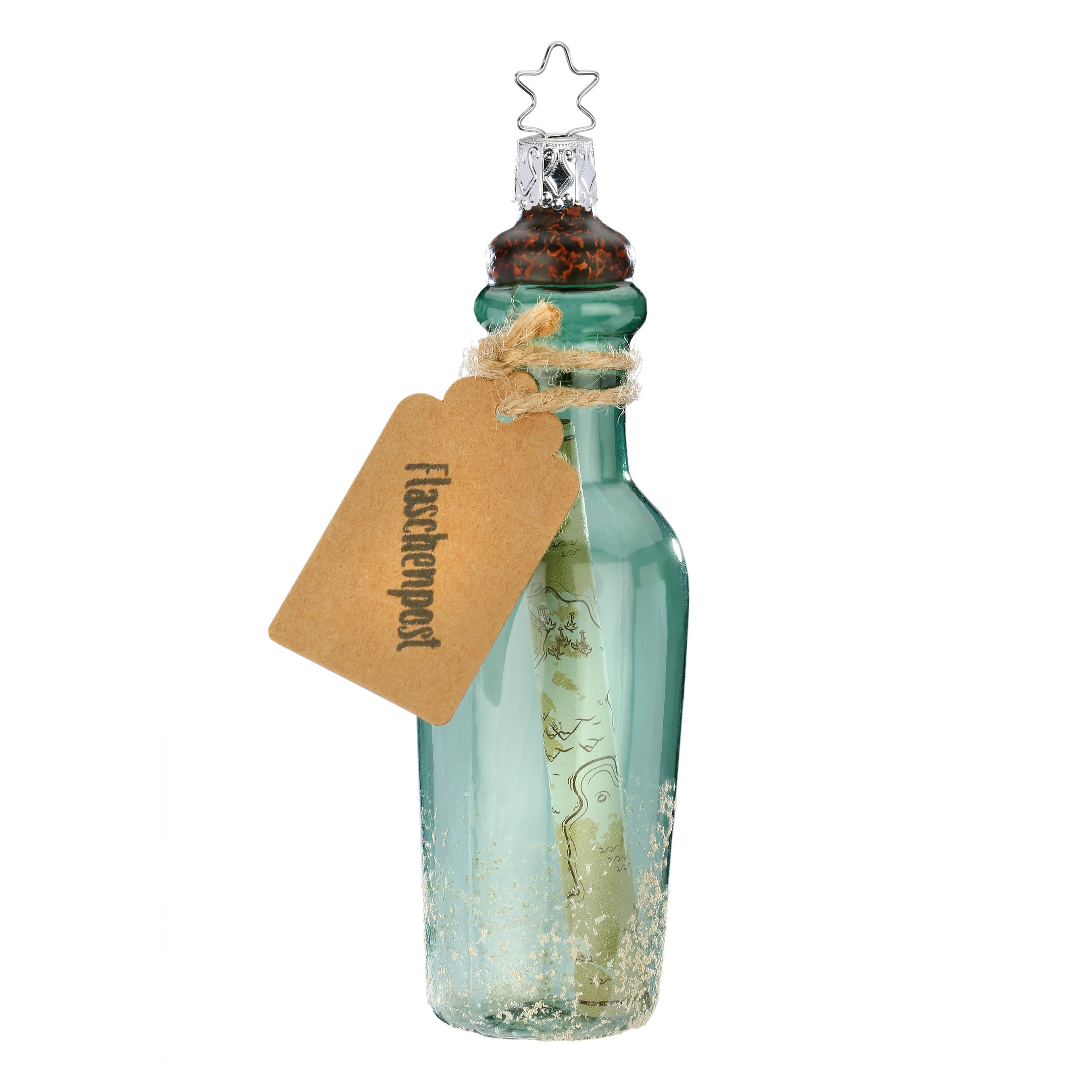 Glass ball pendant message in a bottle, 13.0cm