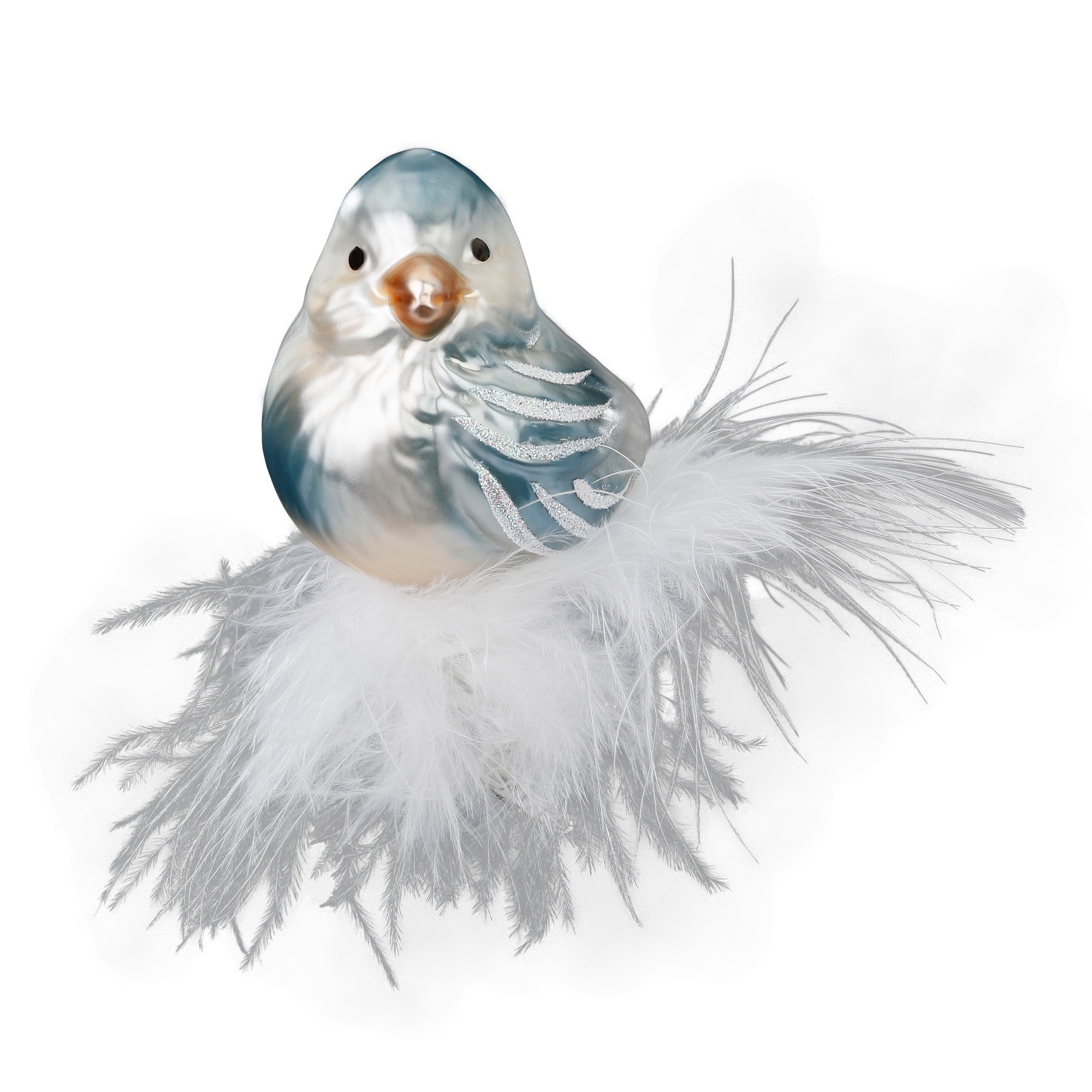 Clip Bird Glass Ball Gentle Chirping, 7.0cm