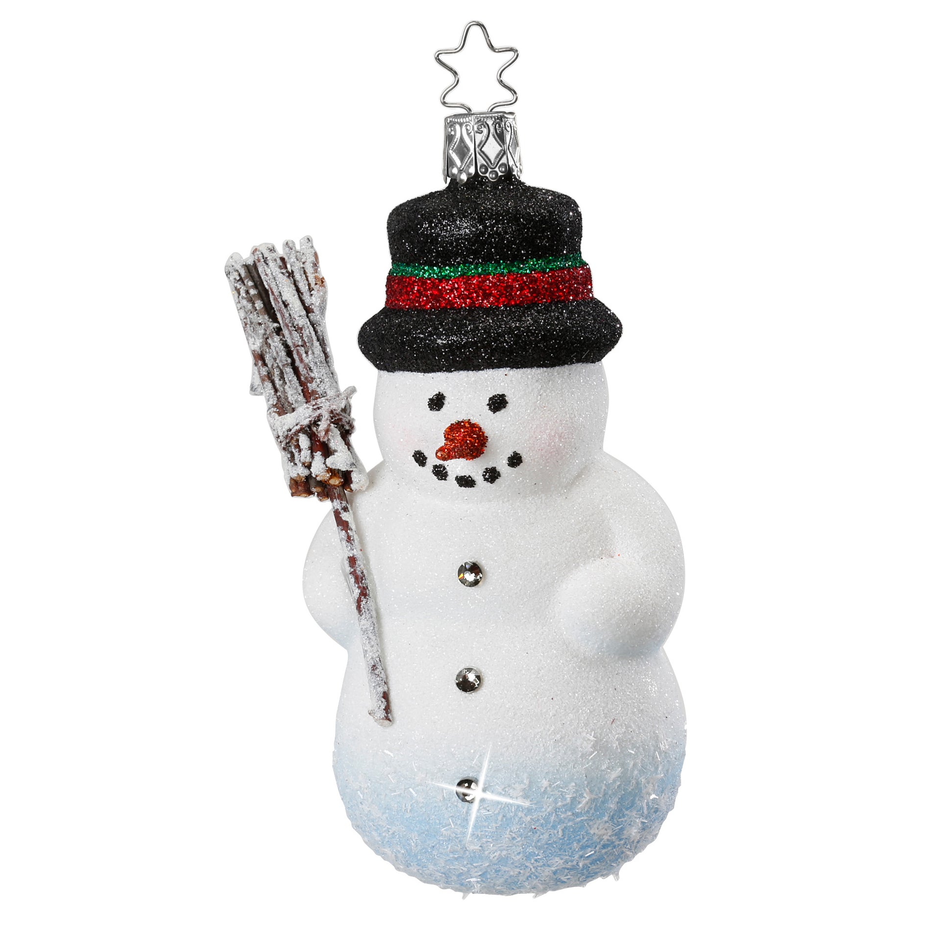 Glass ball pendant glittering snowman, 12 cm