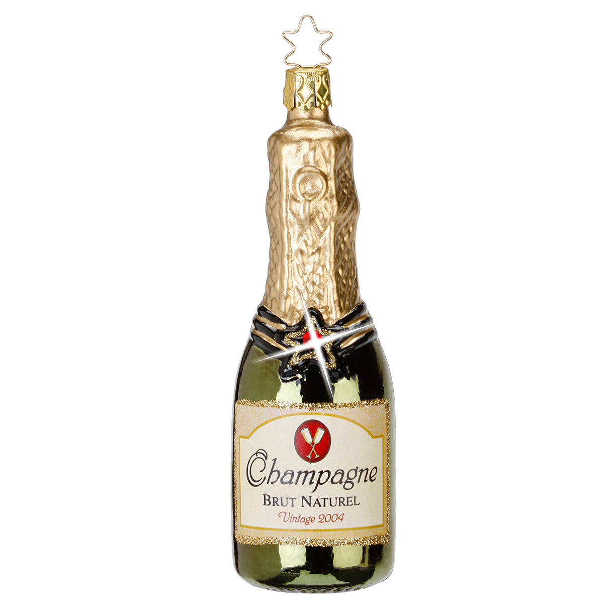 Glaskugel Anhänger Champagner, grün, 13,0cm