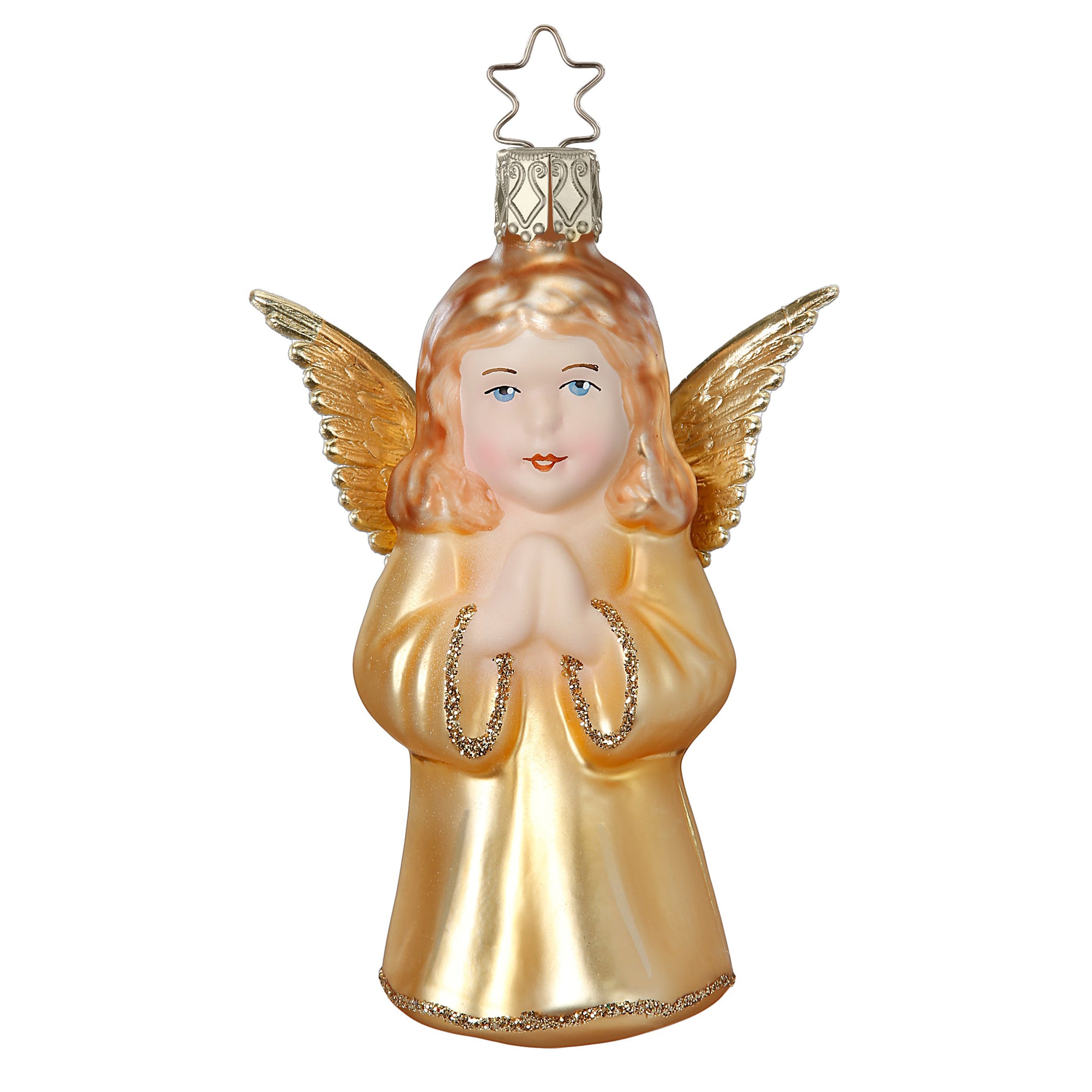 Glass ball pendant angel, gold 10.5cm