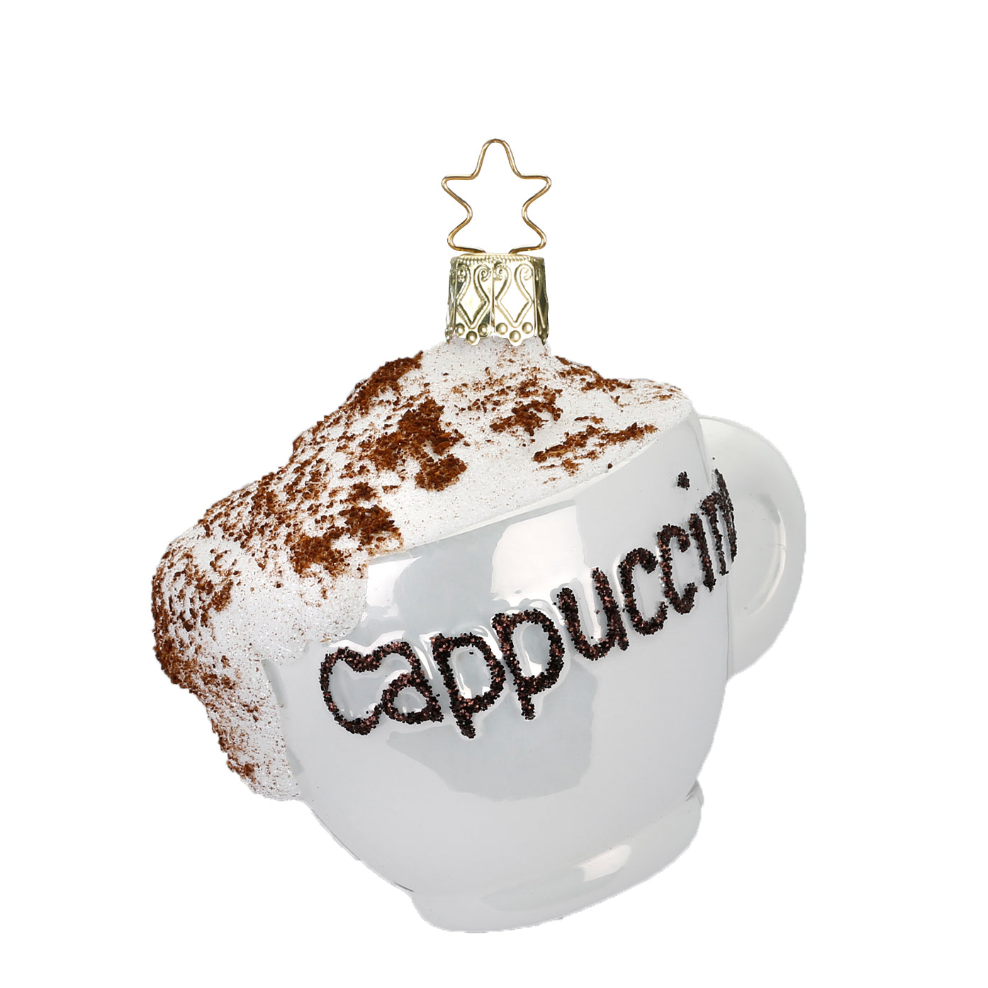 Glass ball pendant cappuccino cup, 8 cm