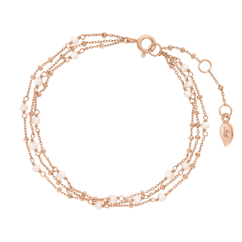 Armkette Flying Pearls, 3-reihig, 18 K Roségold vergoldet