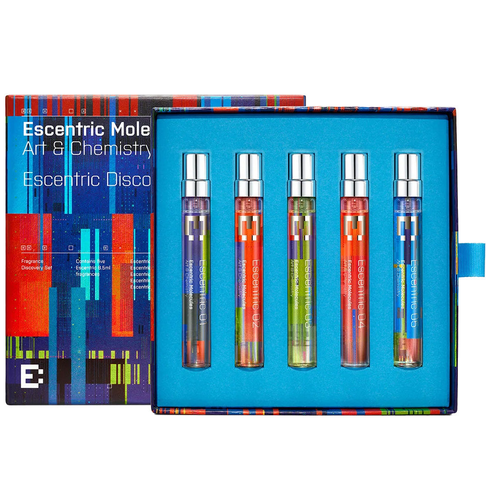 Escentric Molecules: Discovery Set mit 5 x 8,5 ml. Beinhaltet Escentric 01, Escentric 02, Escentric 03, Escentric 04, Escentric 05. Jetzt bei 4D OUTFITTERS bestellen.