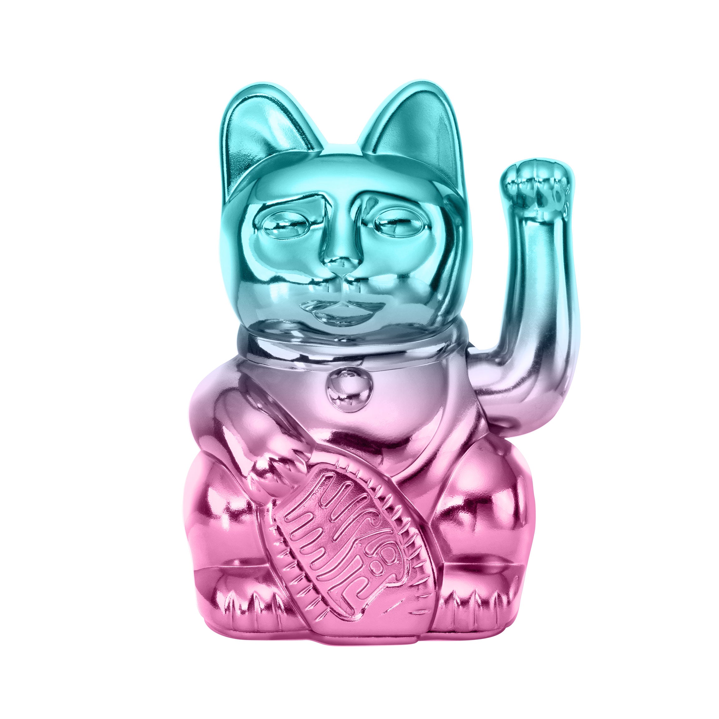 Player One Lucky Cat: Winkekatze, blau pink glänzend