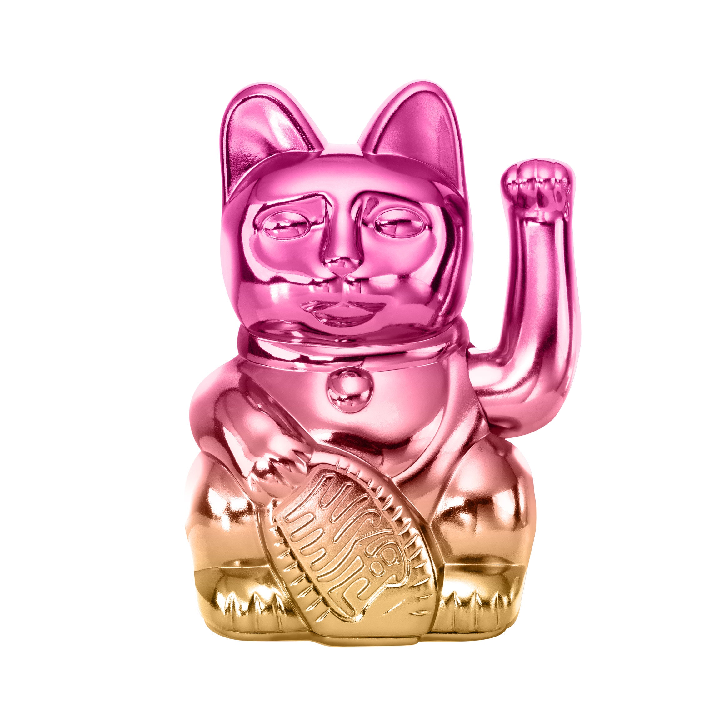 Player Two Lucky Cat: Winkekatze, pink gelb glänzend