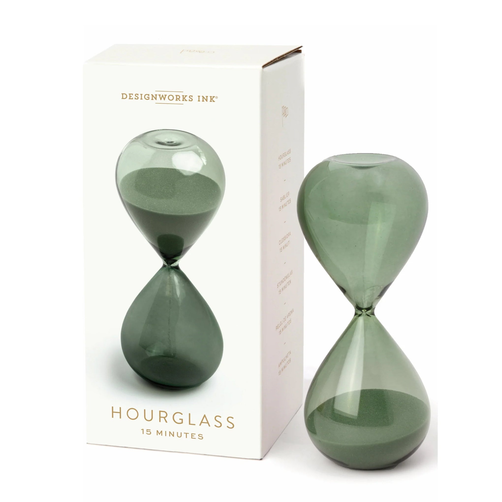 Hourglass 15 minutes, evergreen. Design Works Ink.