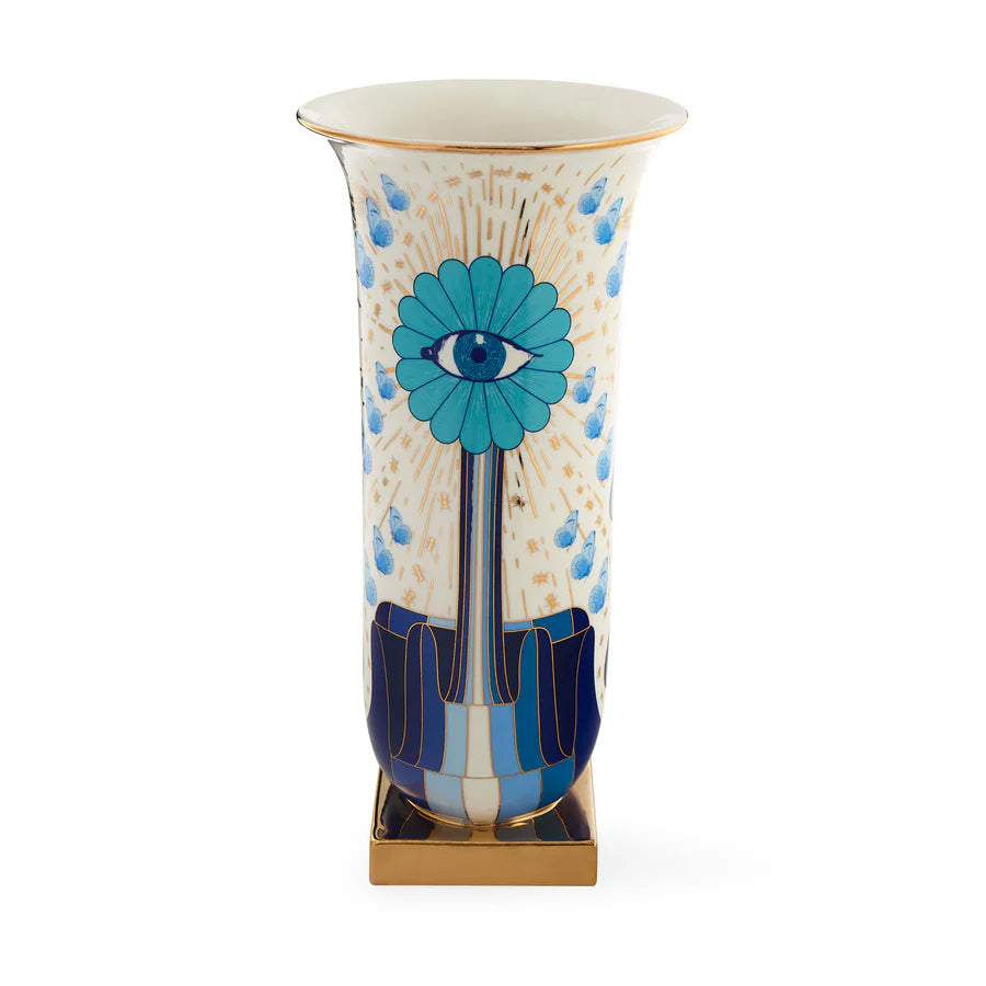 Porzellan Flared Tall Vase Druggist, blau