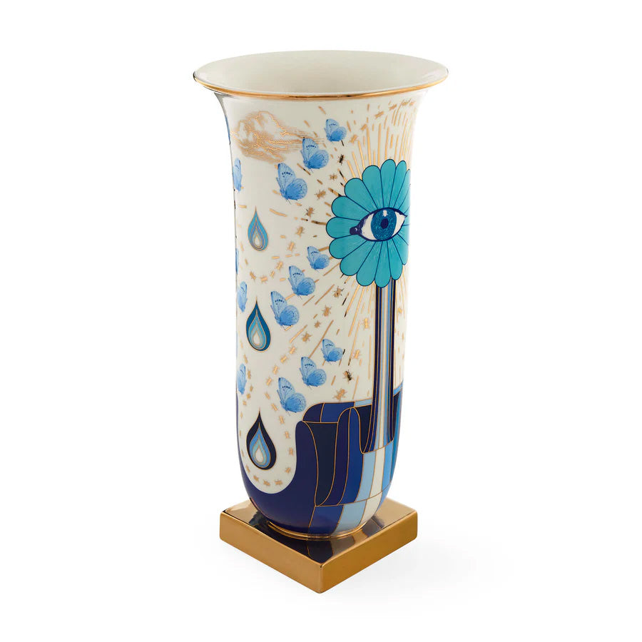 Porzellan Flared Tall Vase Druggist, blau