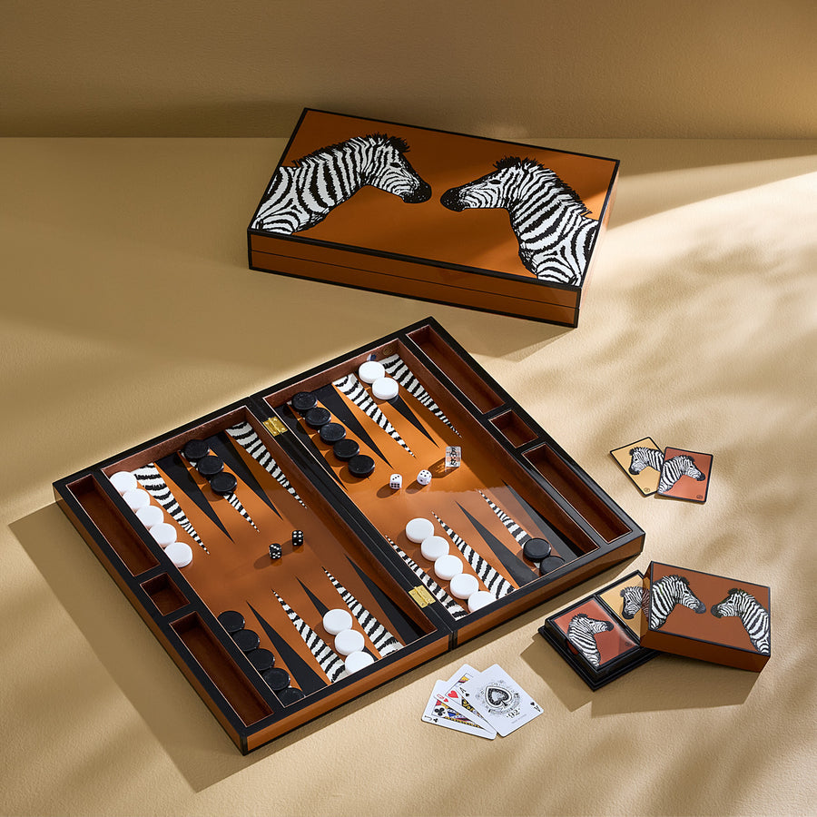 Zebra lackiertes Backgammon Set