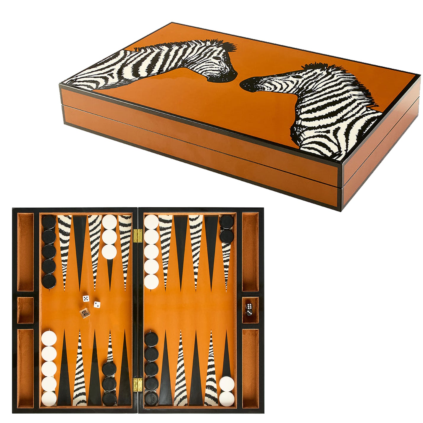 Zebra lackiertes Backgammon Set