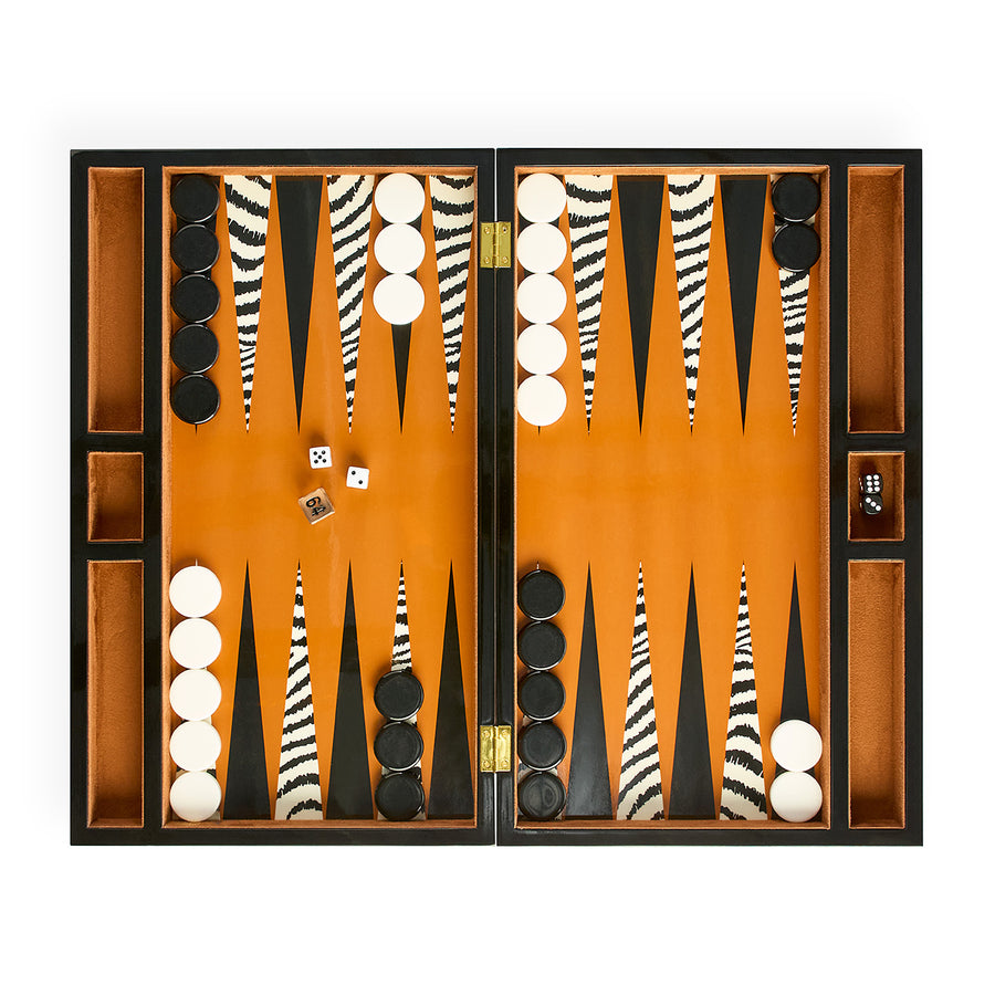 Zebra lackiertes Backgammon Set