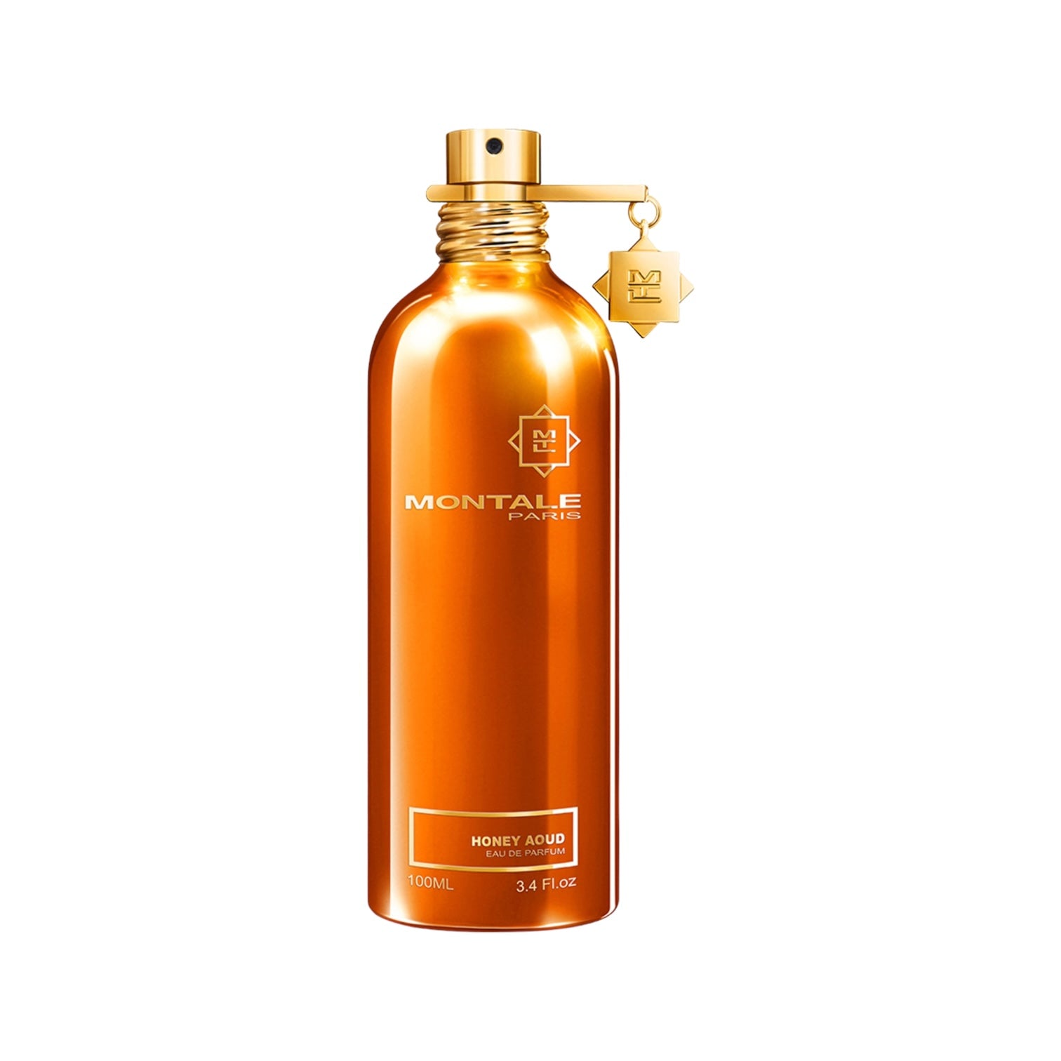 Honey Aoud von Montale – orientalischer Unisexduft mit Honig, Patchouli, Zimt, Aoud und Vanille. 100 ml Flakon in glänzendem Orange. Jetzt bei 4D OUTFITTERS.