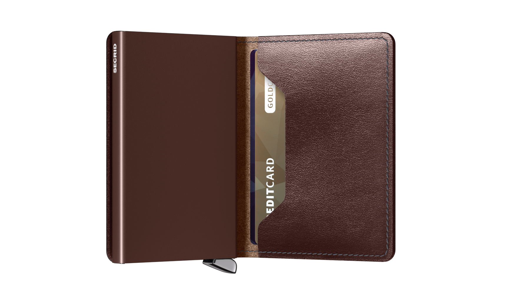 Secrid-Premium-Slimwallet-Dusk-Dark-Brown-Semi-Open