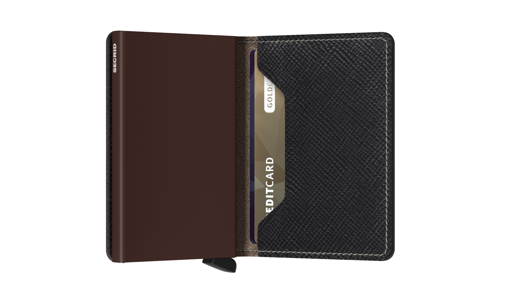 Secrid_Slimwallet_Saffiano_Brown_Semi_Open