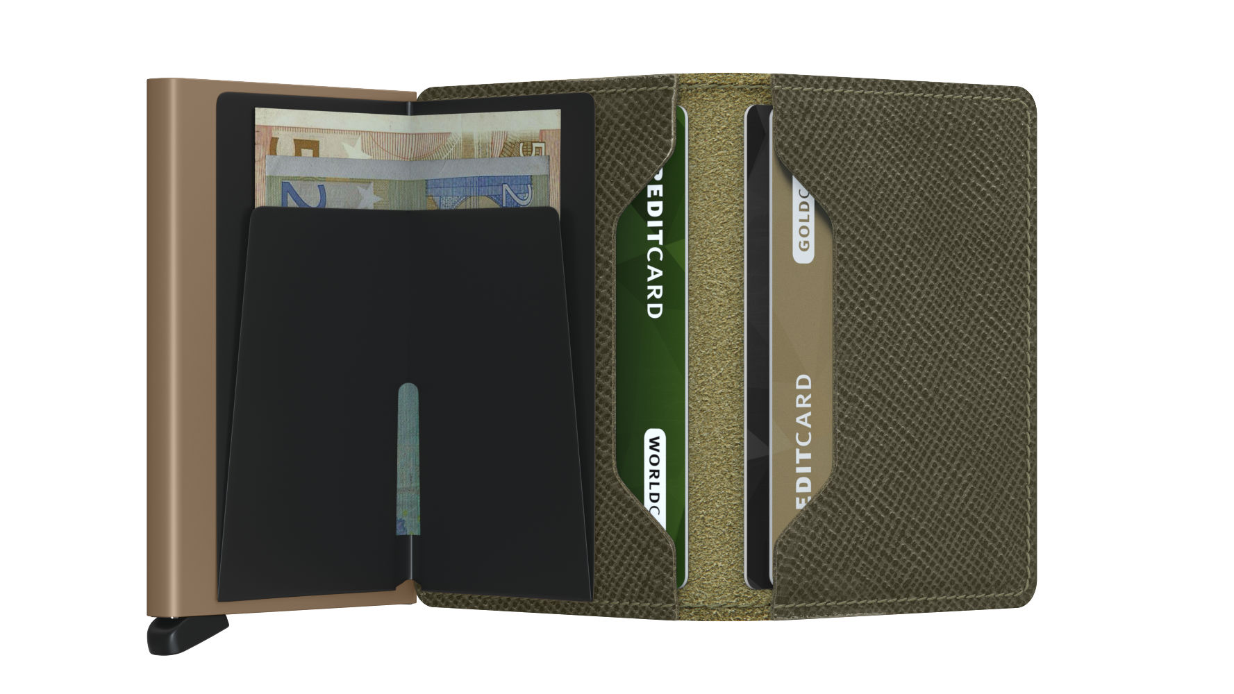 Secrid_Slimwallet_Saffiano_Olive_Open